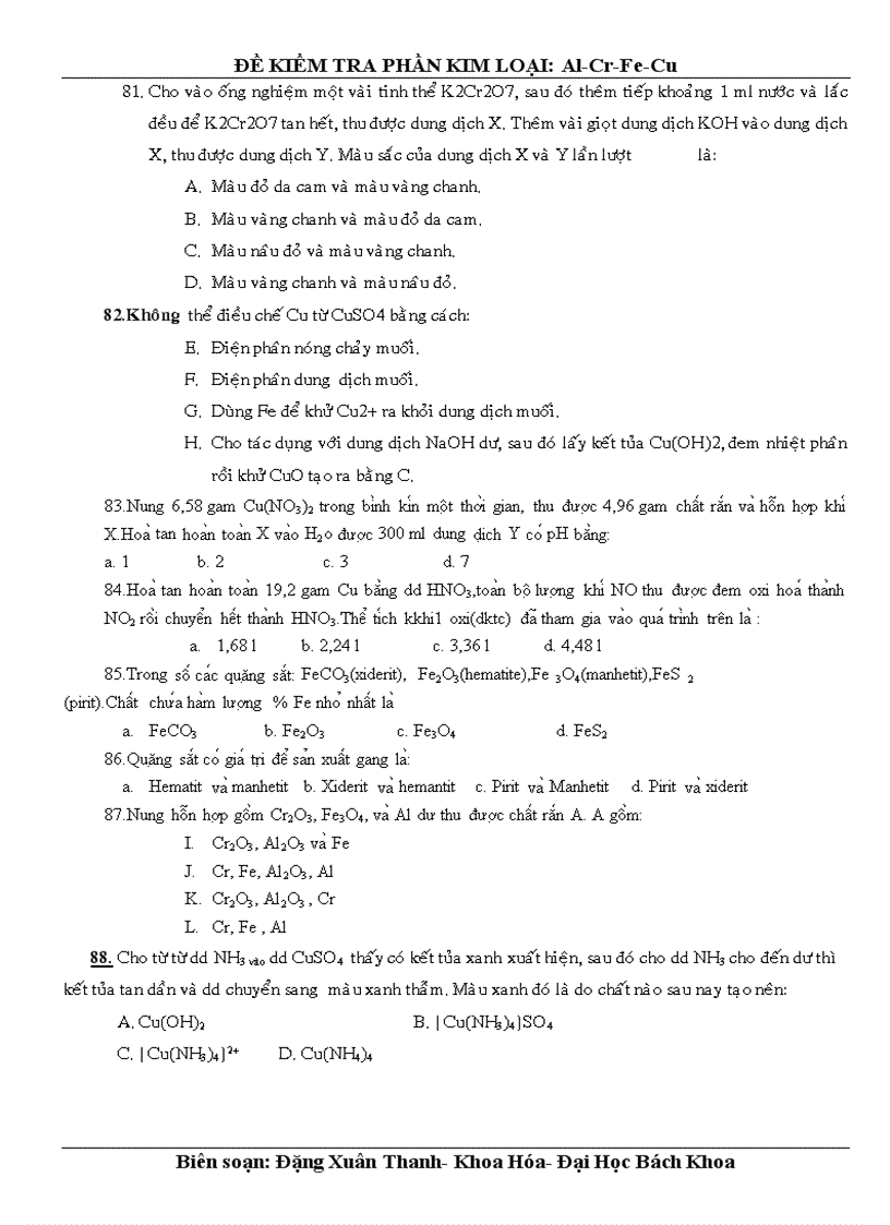 image for page Bai tap ve kim loai