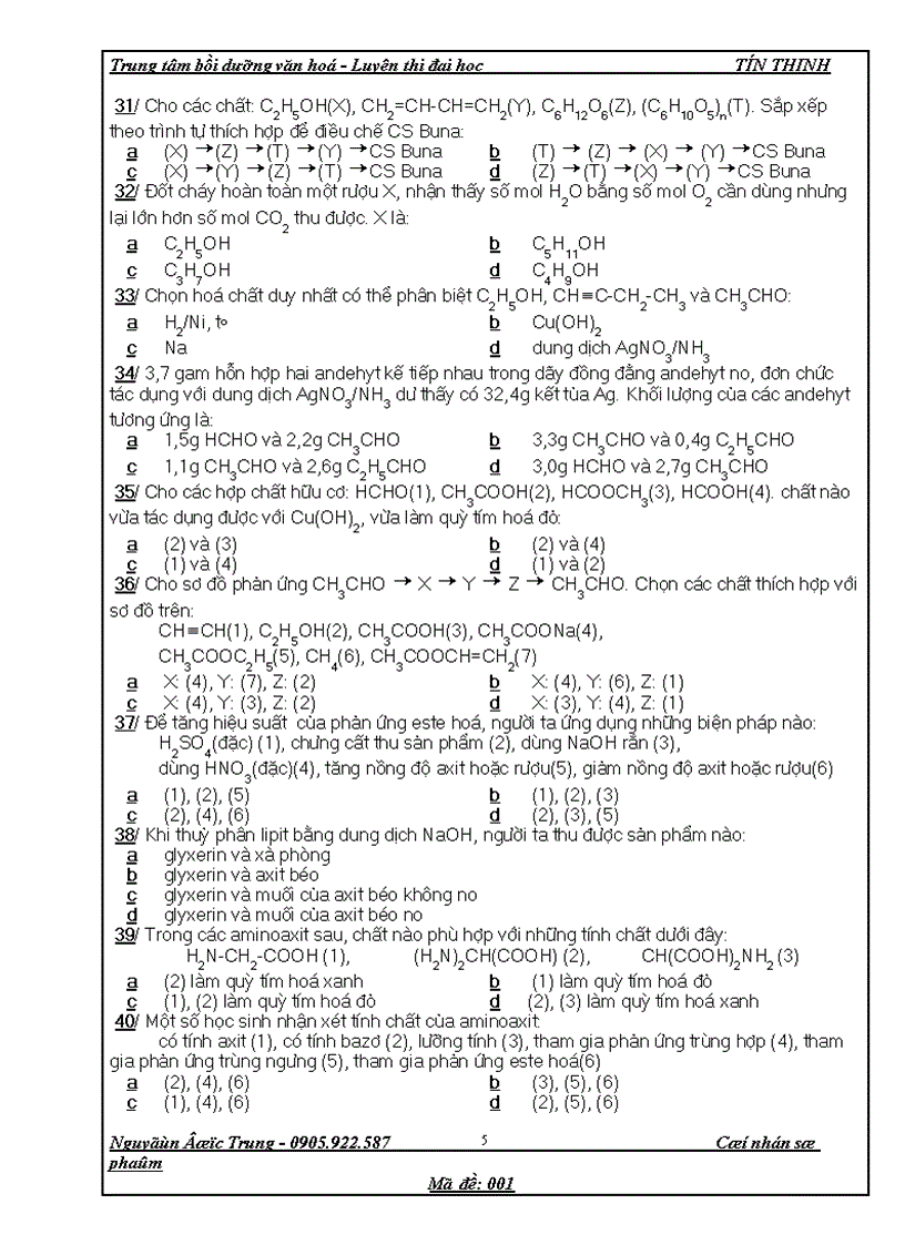 Bộ đề trắc nghiệm 1