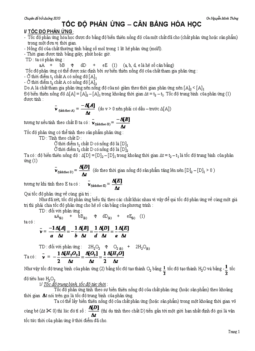 image for page Bồi Dưỡng HSG Chuyên Đề Tốc Độ Phản U ng1