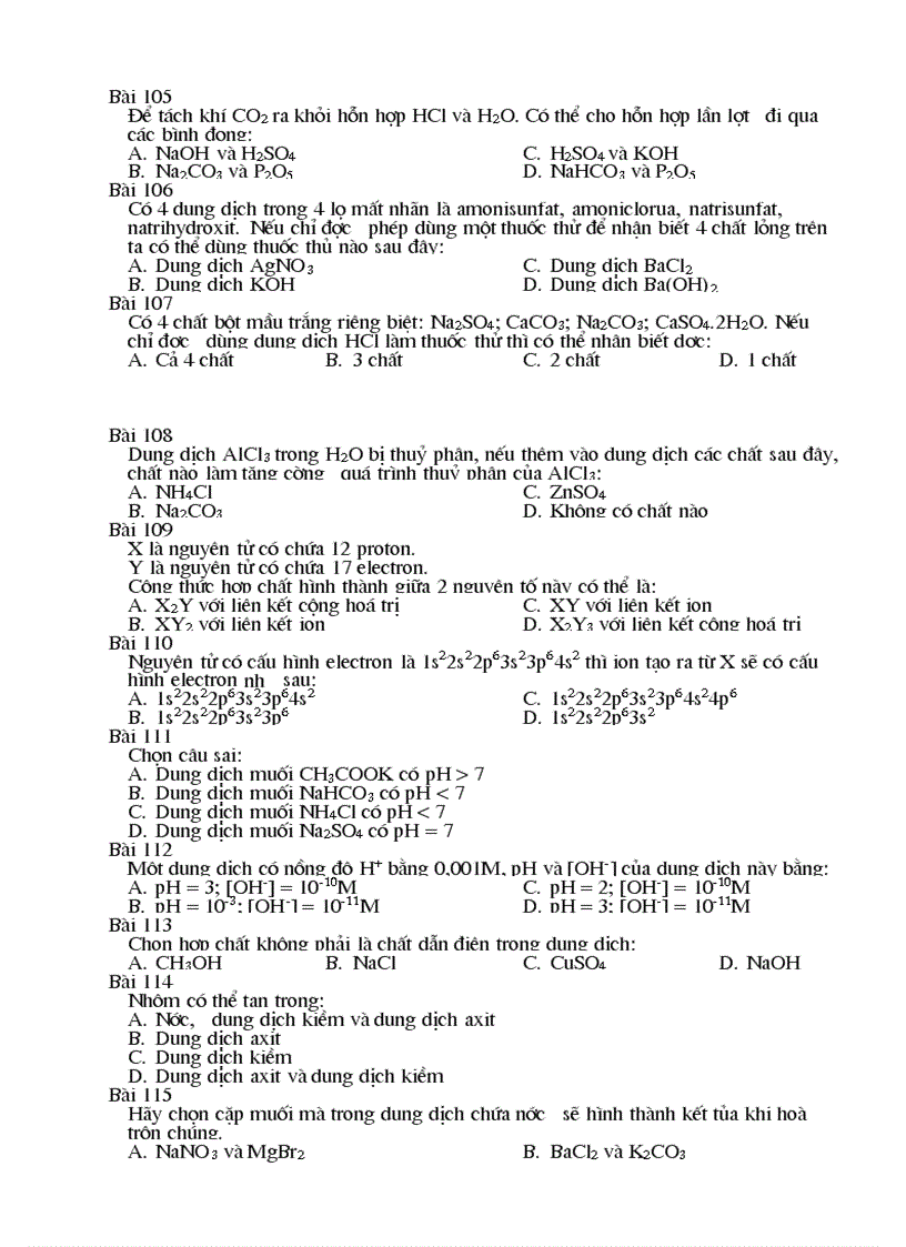 image for page Các bài tập trắc nghiệm hay