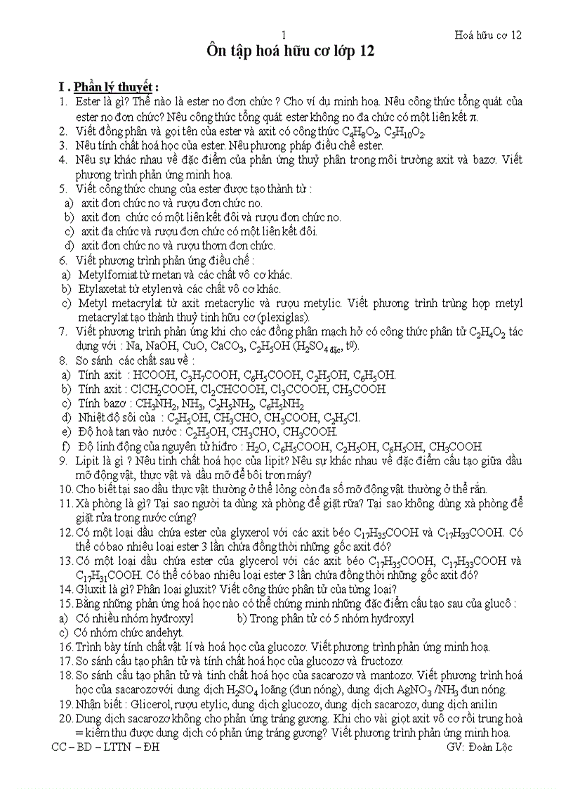 image for page Các câu hỏi lý thuyết ôn tập hóa hữu cơ 12