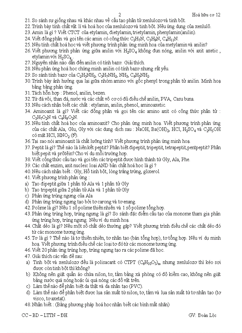 image for page Các câu hỏi lý thuyết ôn tập hóa hữu cơ 12