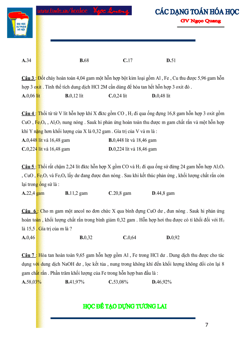 image for page Các dạng toán hóa học