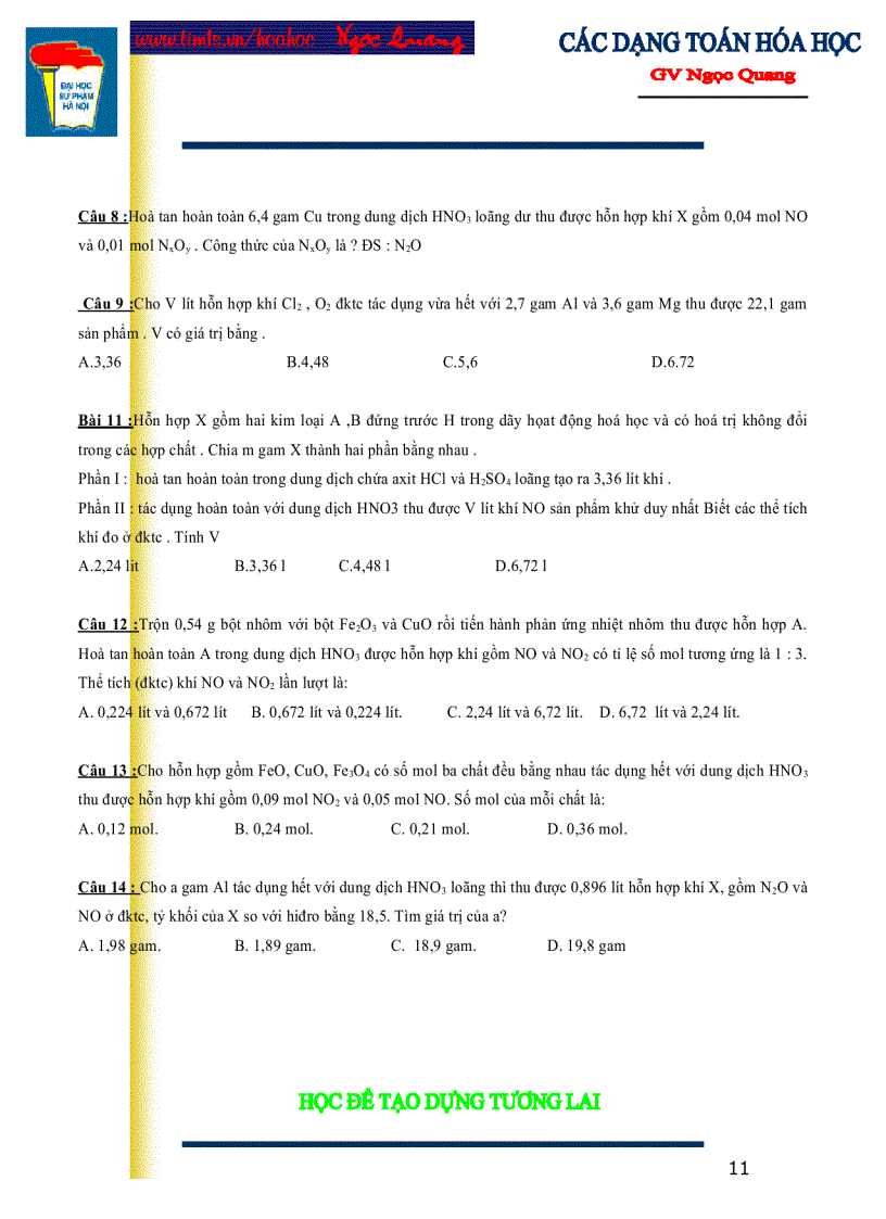image for page Các dạng toán hóa học