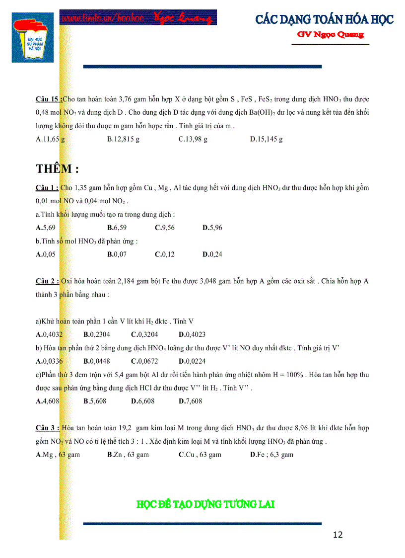 image for page Các dạng toán hóa học