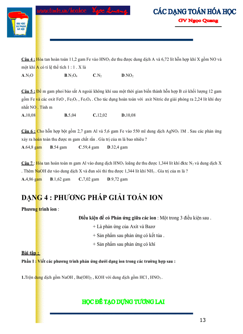 image for page Các dạng toán hóa học