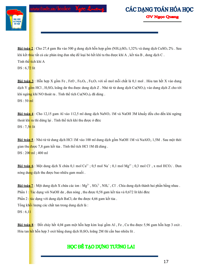 image for page Các dạng toán hóa học