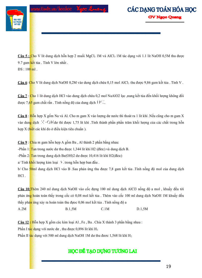 image for page Các dạng toán hóa học