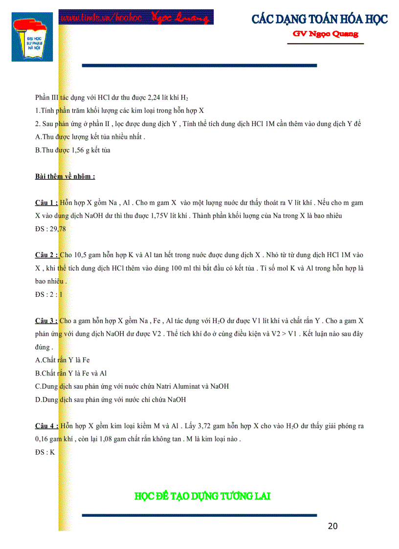 image for page Các dạng toán hóa học