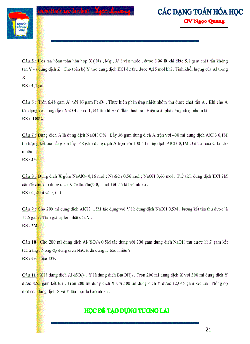 image for page Các dạng toán hóa học