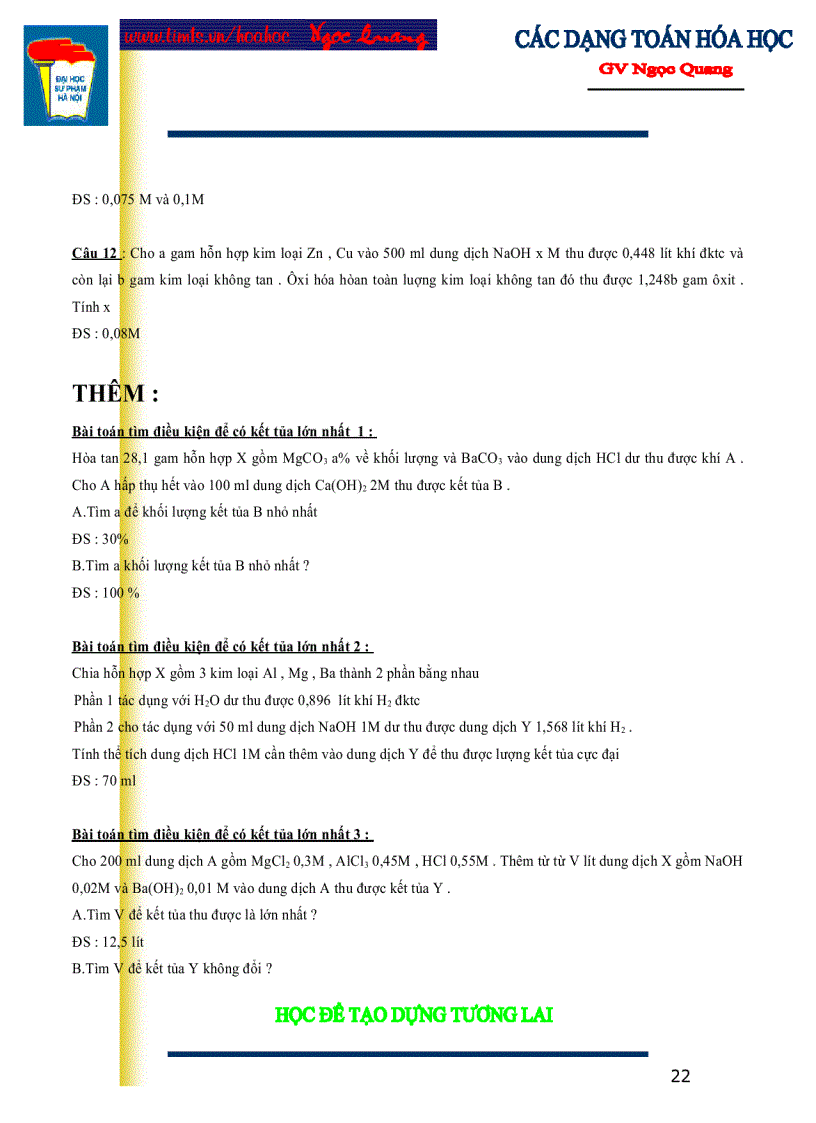 image for page Các dạng toán hóa học