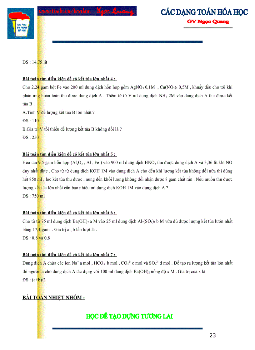 image for page Các dạng toán hóa học