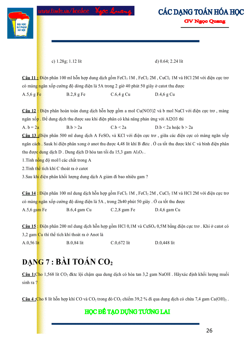 image for page Các dạng toán hóa học