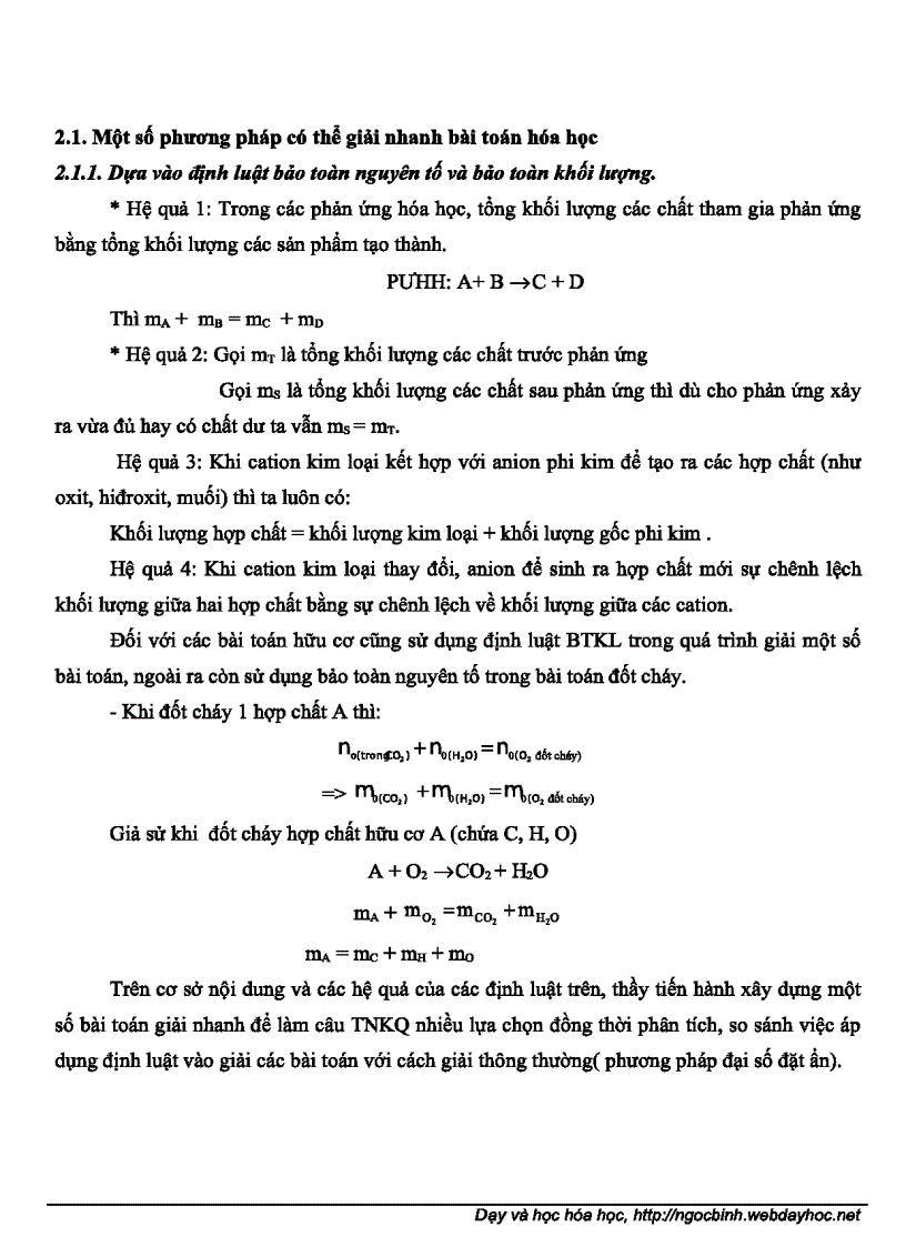 image for page Các phương pháp giúp giải nhanh bài tập hóa học