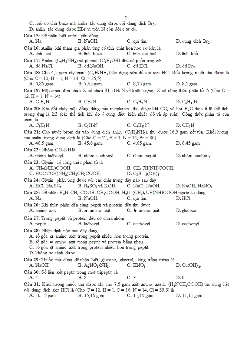 image for page Câu hỏi chương iii amino axit