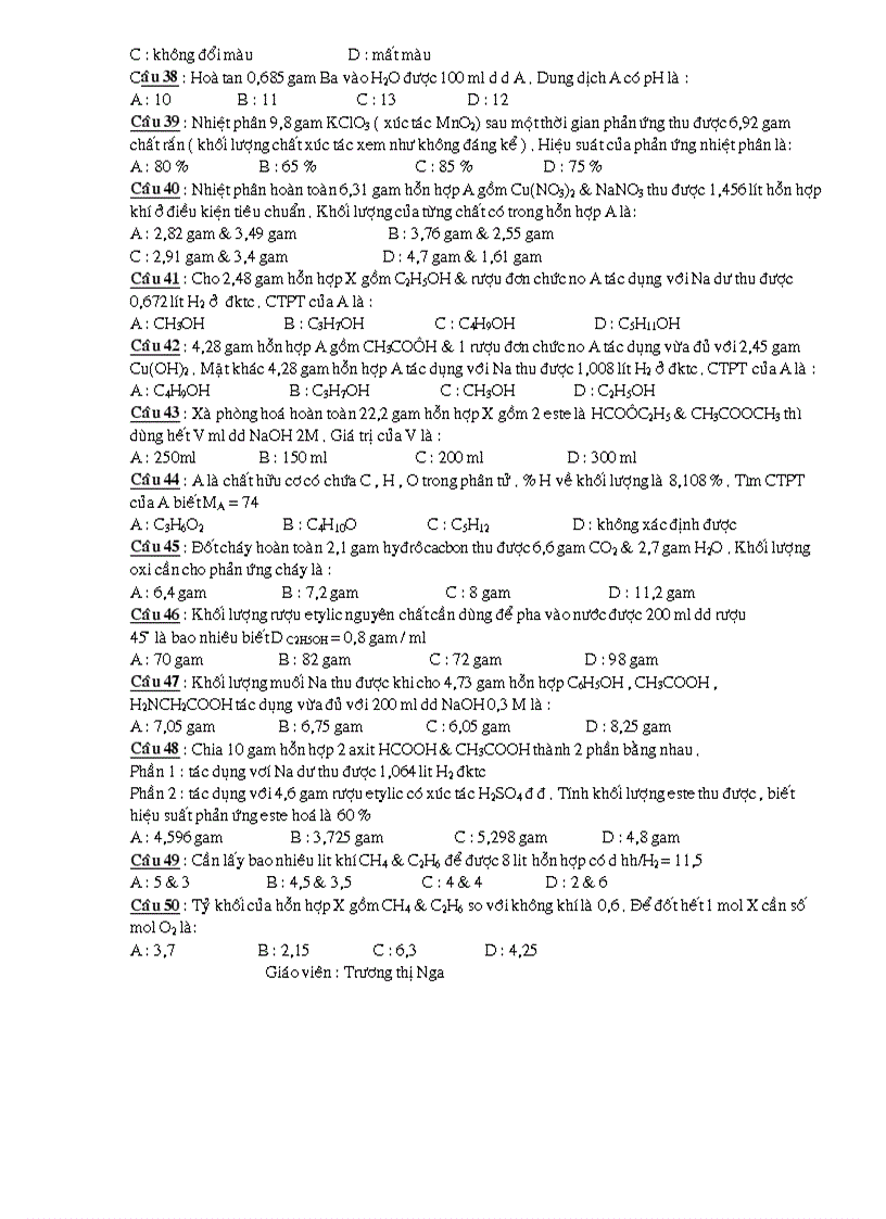 image for page Câu Hỏi Trắc Nghiệm Luyện Thi Đại Học Đề 1