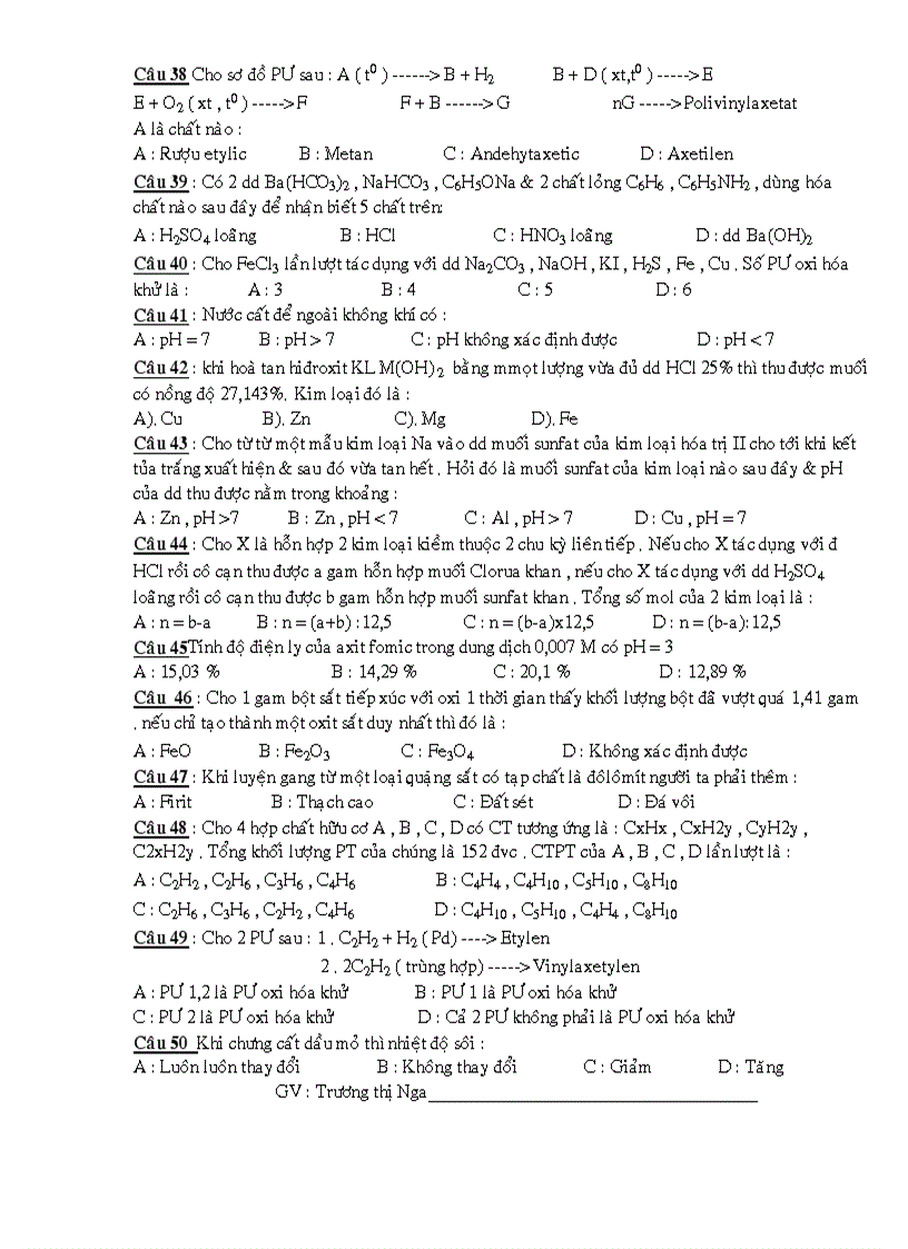 image for page Câu Hỏi Trắc Nghiệm Luyện Thi Đại Học Đề 15