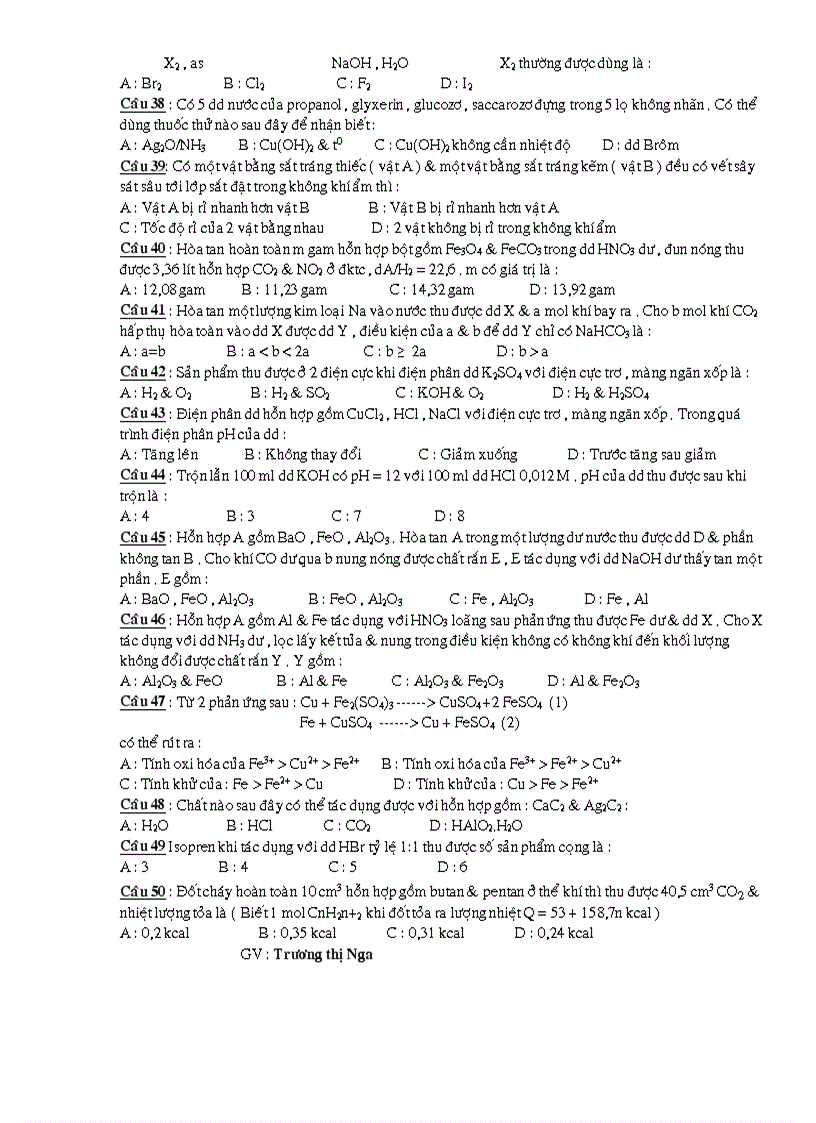 image for page Câu Hỏi Trắc Nghiệm Luyện Thi Đại Học Đề 16