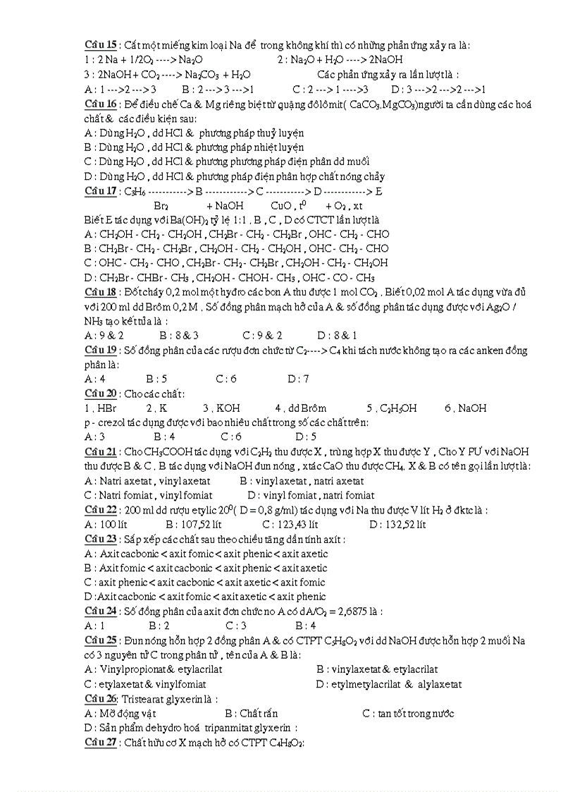 image for page Câu Hỏi Trắc Nghiệm Luyện Thi Đại Học Đề 8