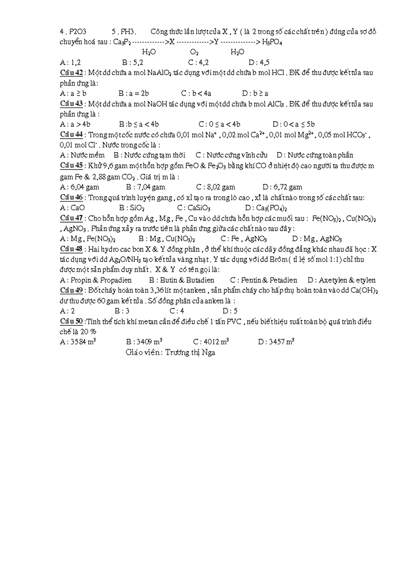 image for page Câu Hỏi Trắc Nghiệm Luyện Thi Đại Học Đề 8