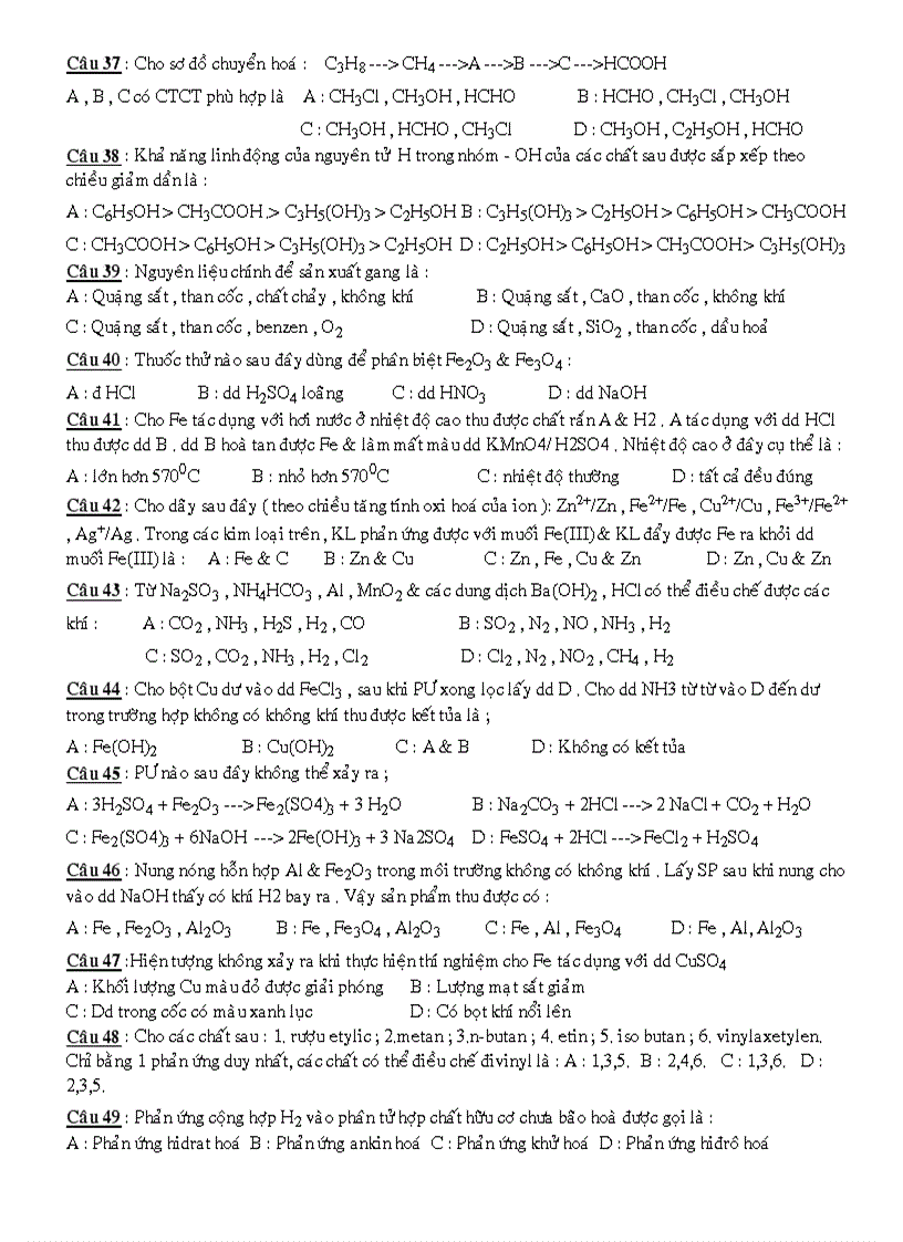 image for page Câu Hỏi Trắc Nghiệm Luyện Thi Đại Học Đề 9