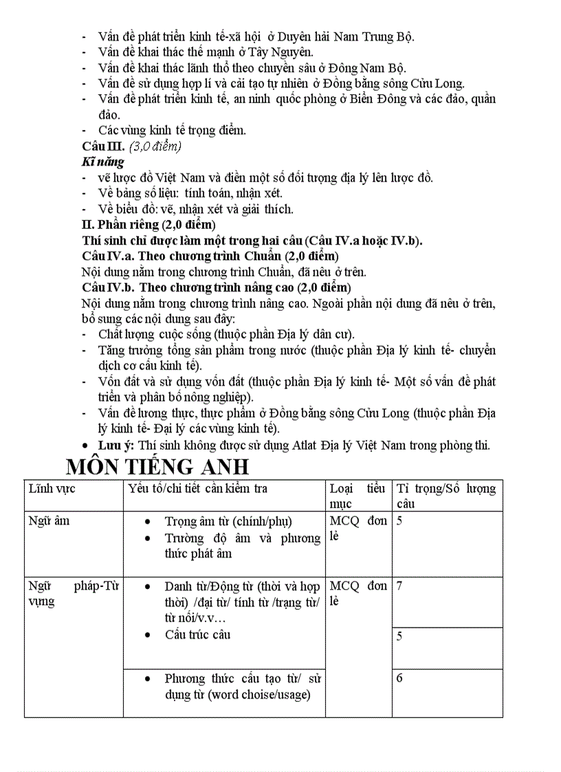 image for page Cấu trúc đề thi đại học 2009