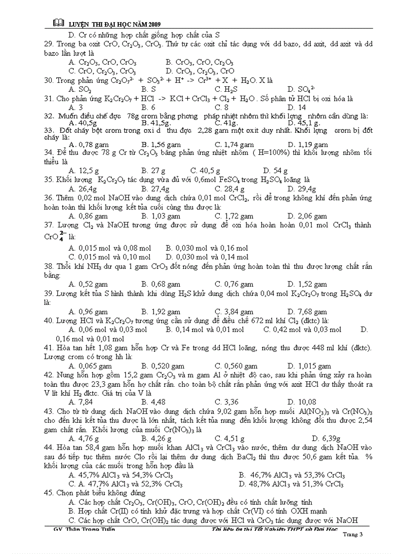 image for page CHUYÊN ĐỀ TN LTĐH Cr Fe Cu