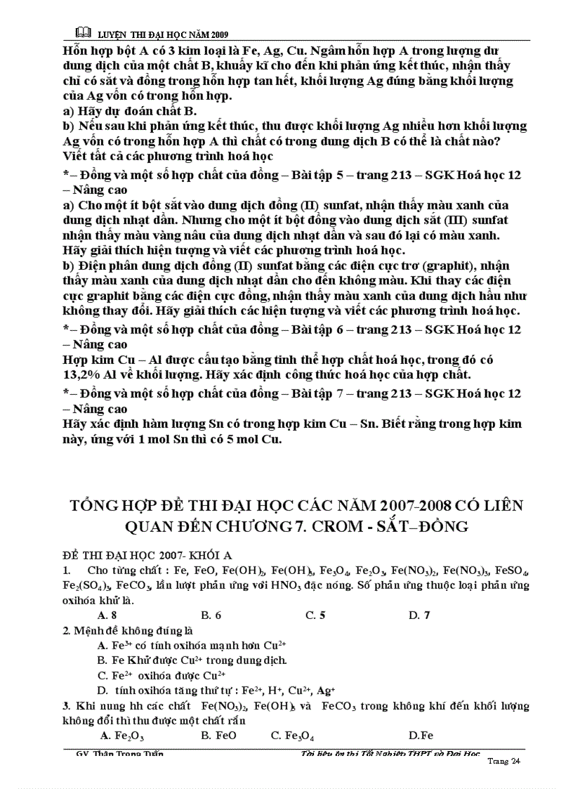 image for page CHUYÊN ĐỀ TN LTĐH Cr Fe Cu