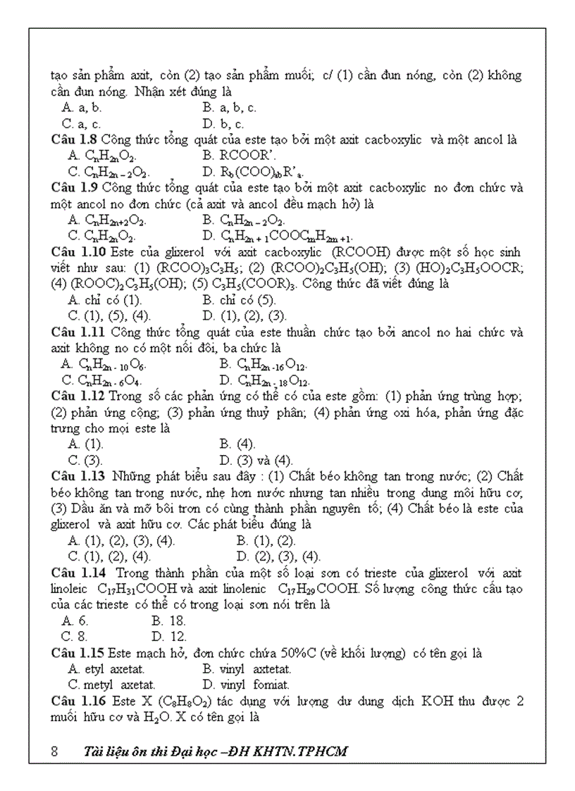 image for page Đề cương ôn thi hóa học 12