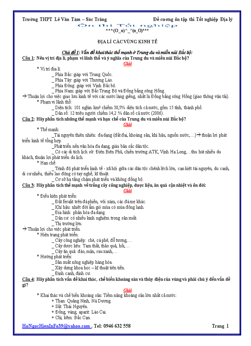 image for page Đề cương ôn thi TN 2009 2010 môn Địa