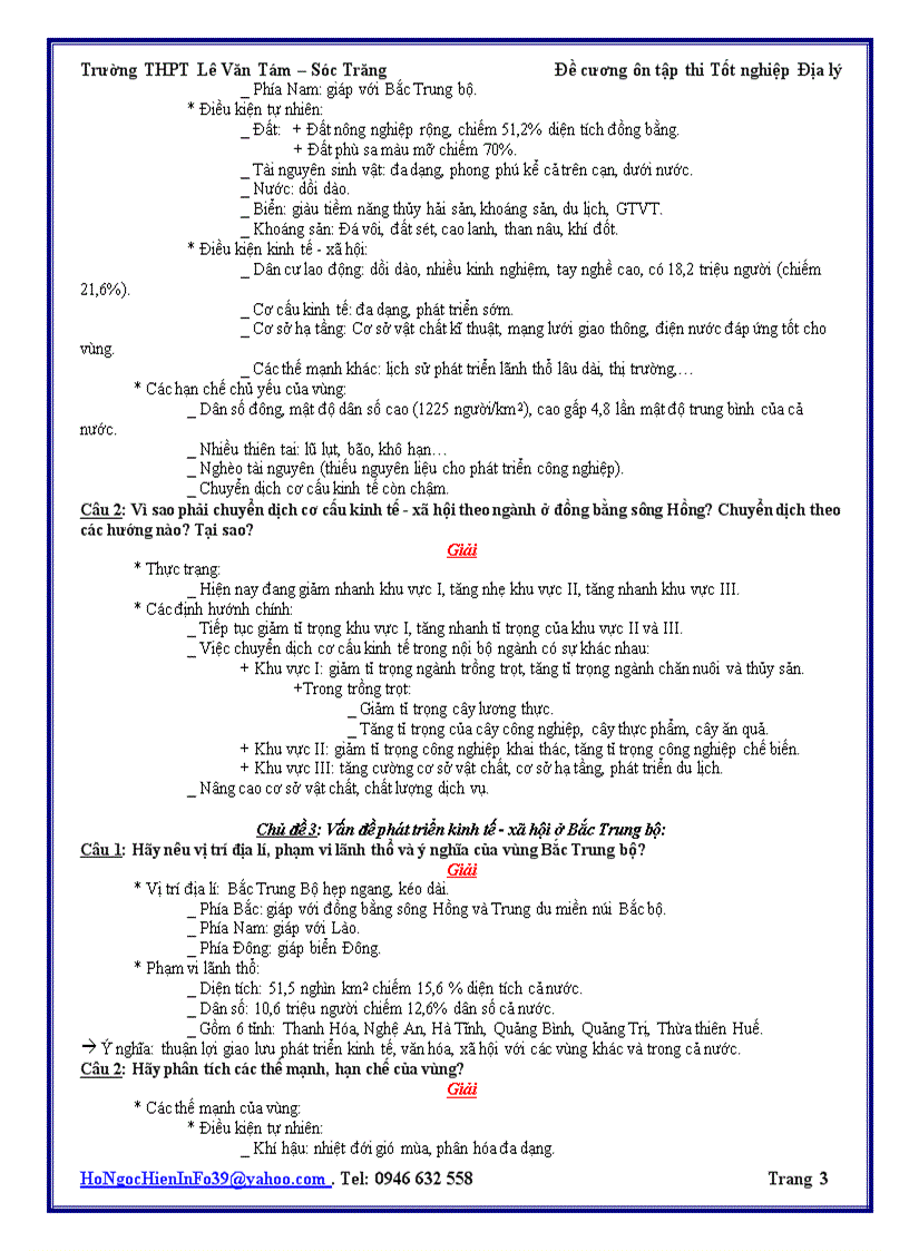 image for page Đề cương ôn thi TN 2009 2010 môn Địa