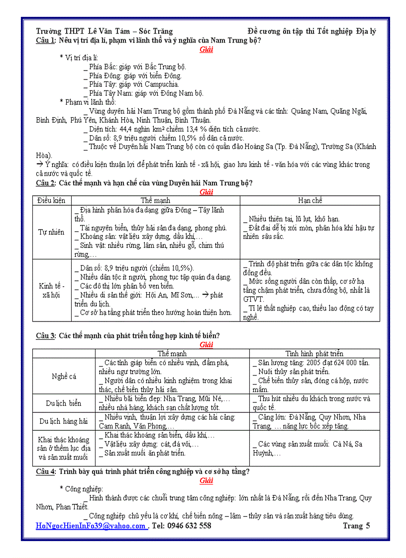 image for page Đề cương ôn thi TN 2009 2010 môn Địa