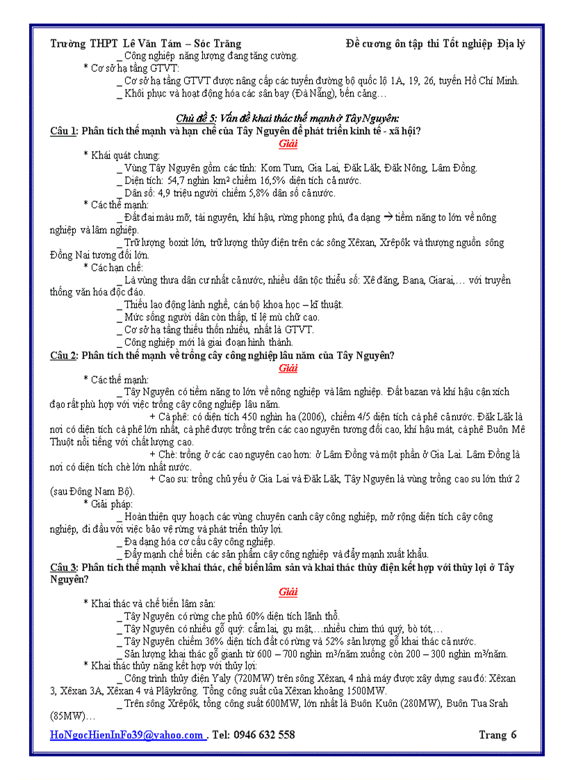 image for page Đề cương ôn thi TN 2009 2010 môn Địa