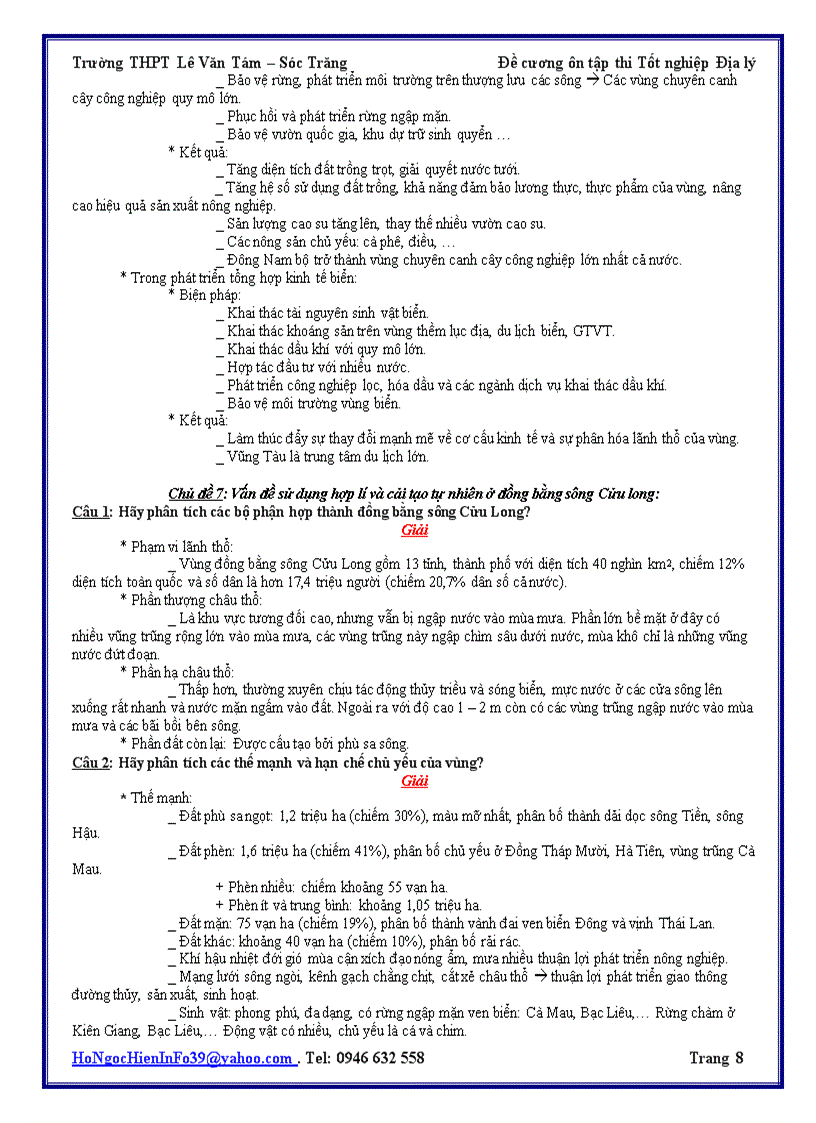 image for page Đề cương ôn thi TN 2009 2010 môn Địa