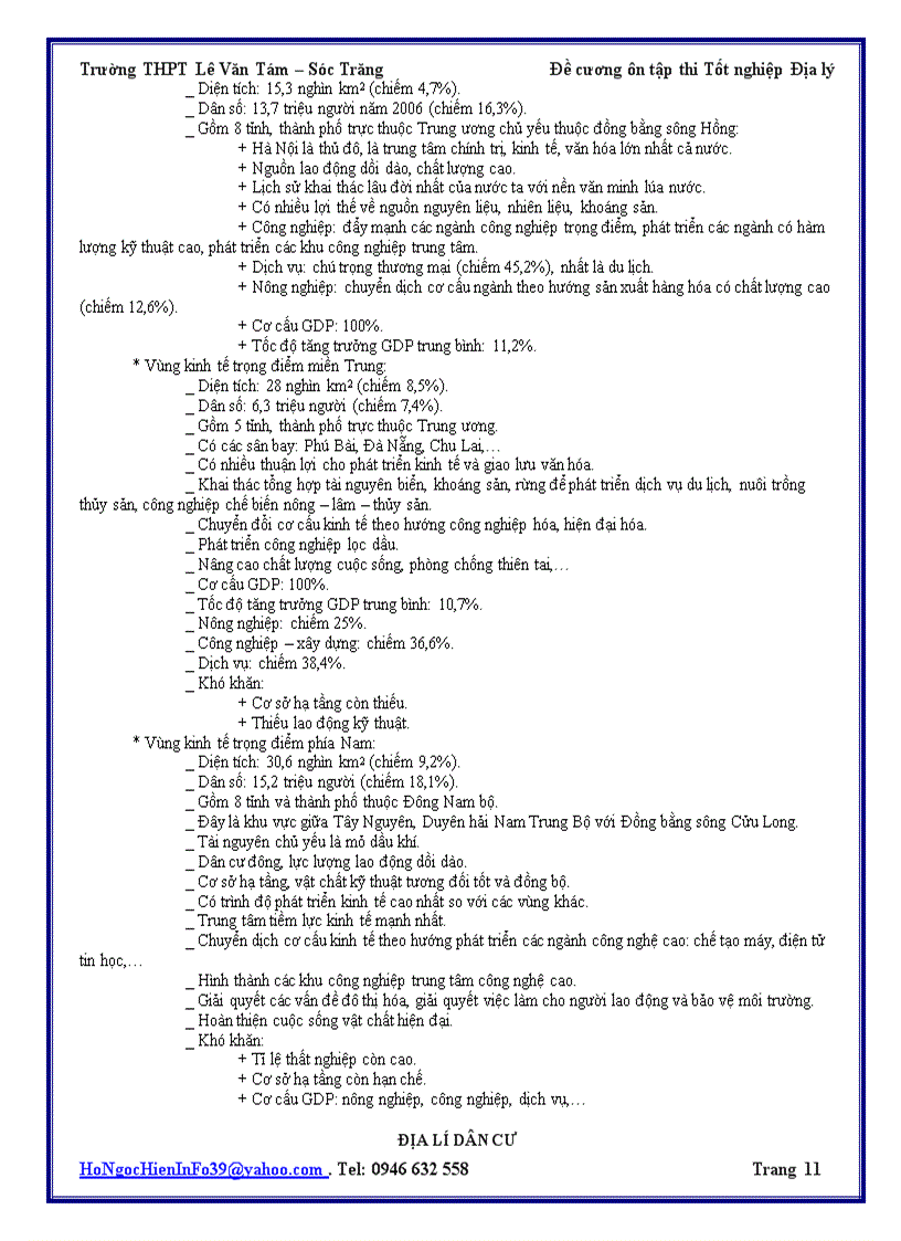 image for page Đề cương ôn thi TN 2009 2010 môn Địa