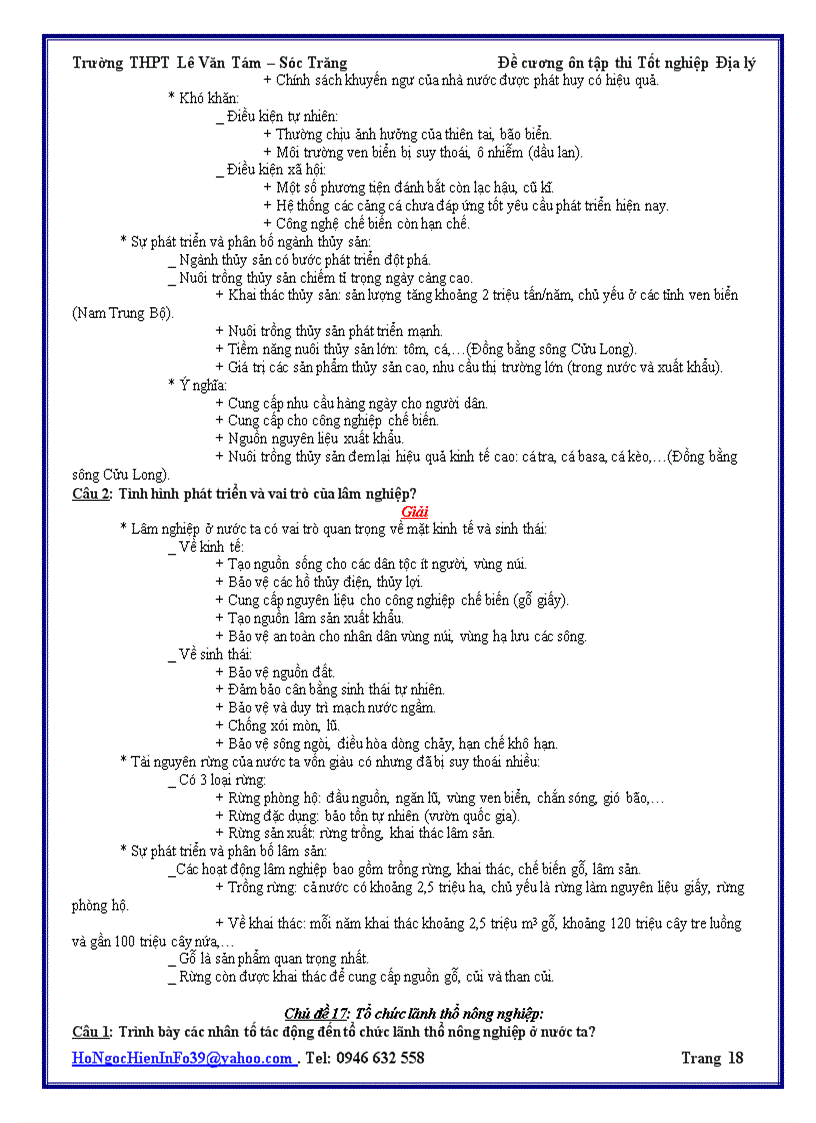 image for page Đề cương ôn thi TN 2009 2010 môn Địa