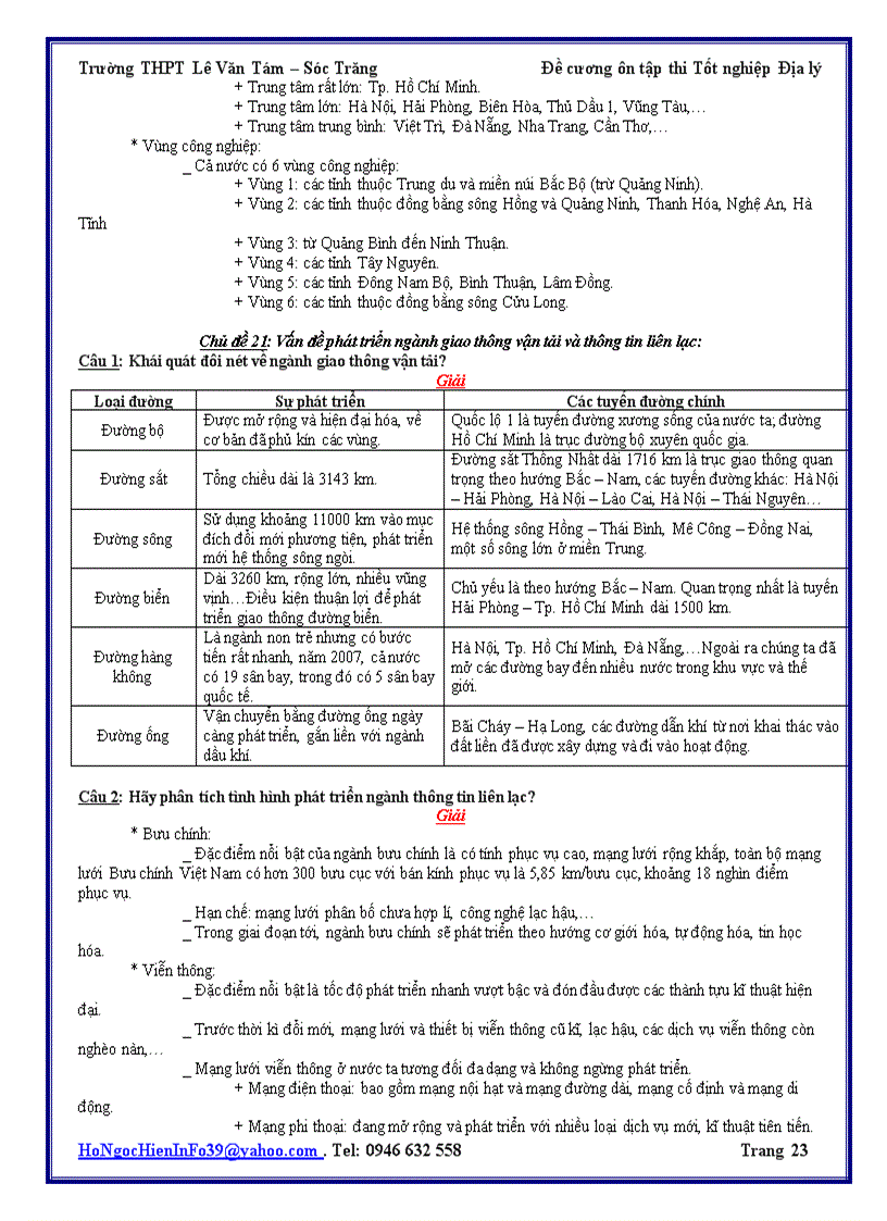 image for page Đề cương ôn thi TN 2009 2010 môn Địa