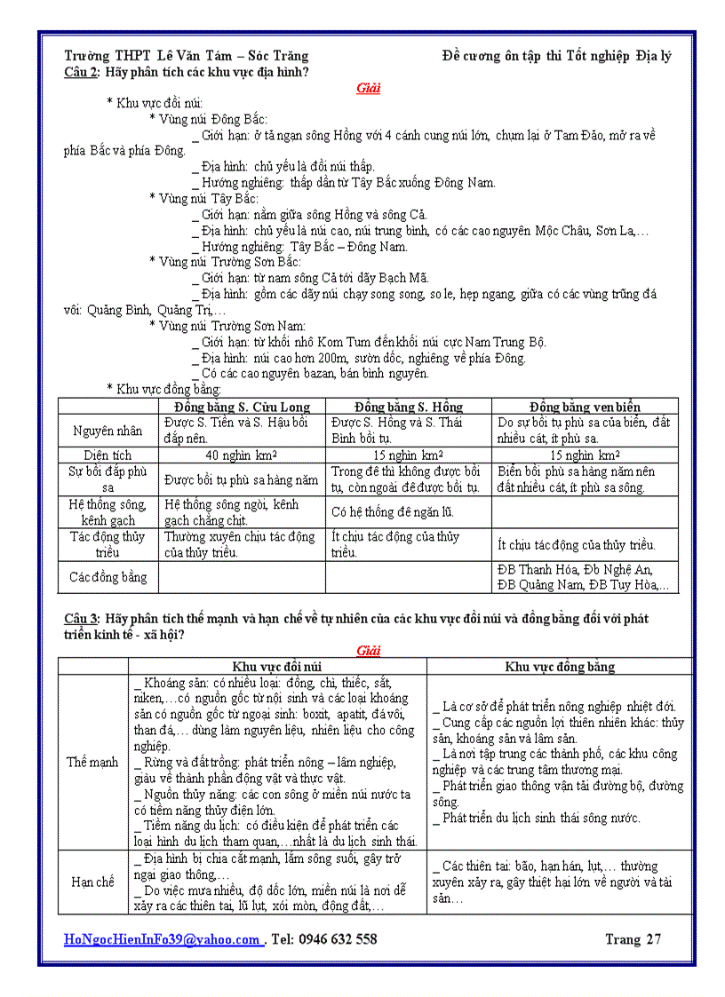 image for page Đề cương ôn thi TN 2009 2010 môn Địa