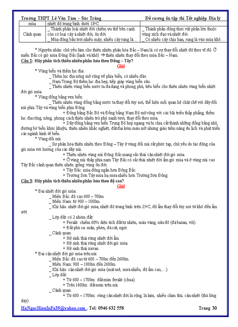 image for page Đề cương ôn thi TN 2009 2010 môn Địa