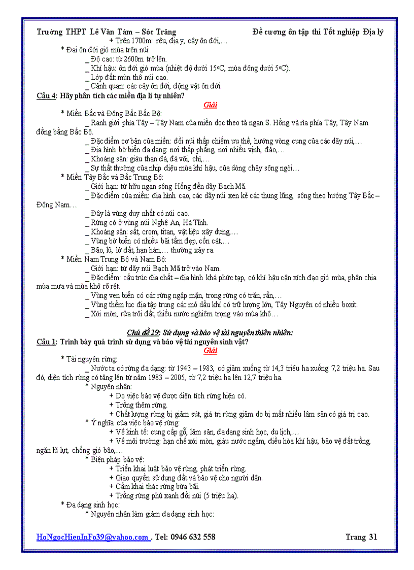 image for page Đề cương ôn thi TN 2009 2010 môn Địa