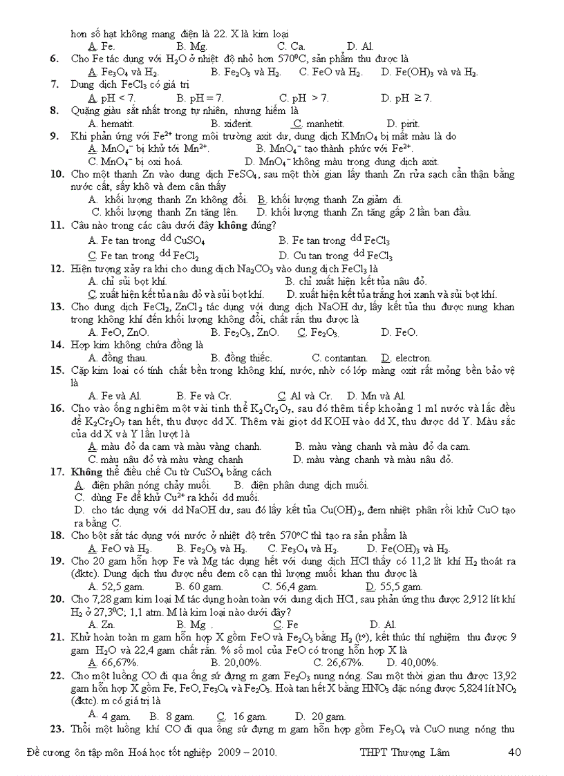 image for page Đề cương ôn thi Tốt nghiệp 2010