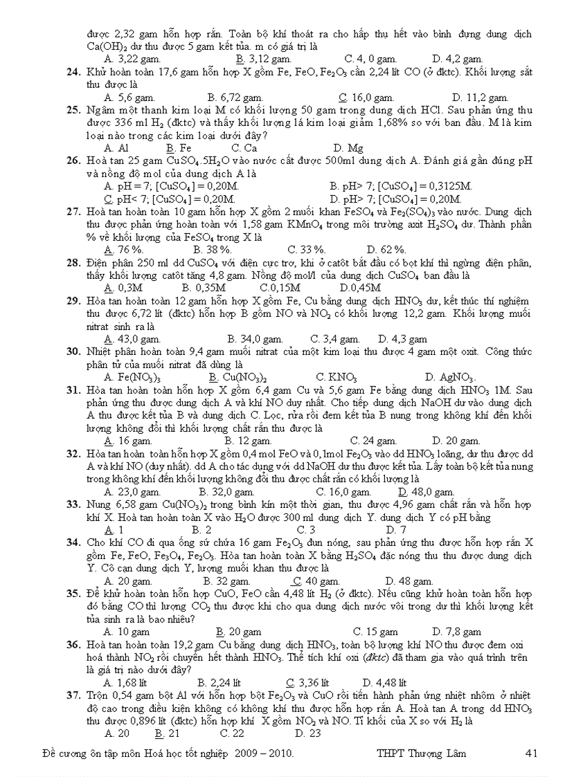 image for page Đề cương ôn thi Tốt nghiệp 2010