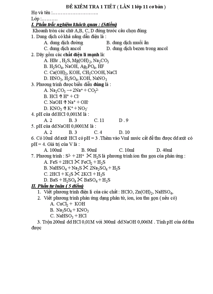 image for page Đề Kiểm tra 1 tiết lần 2