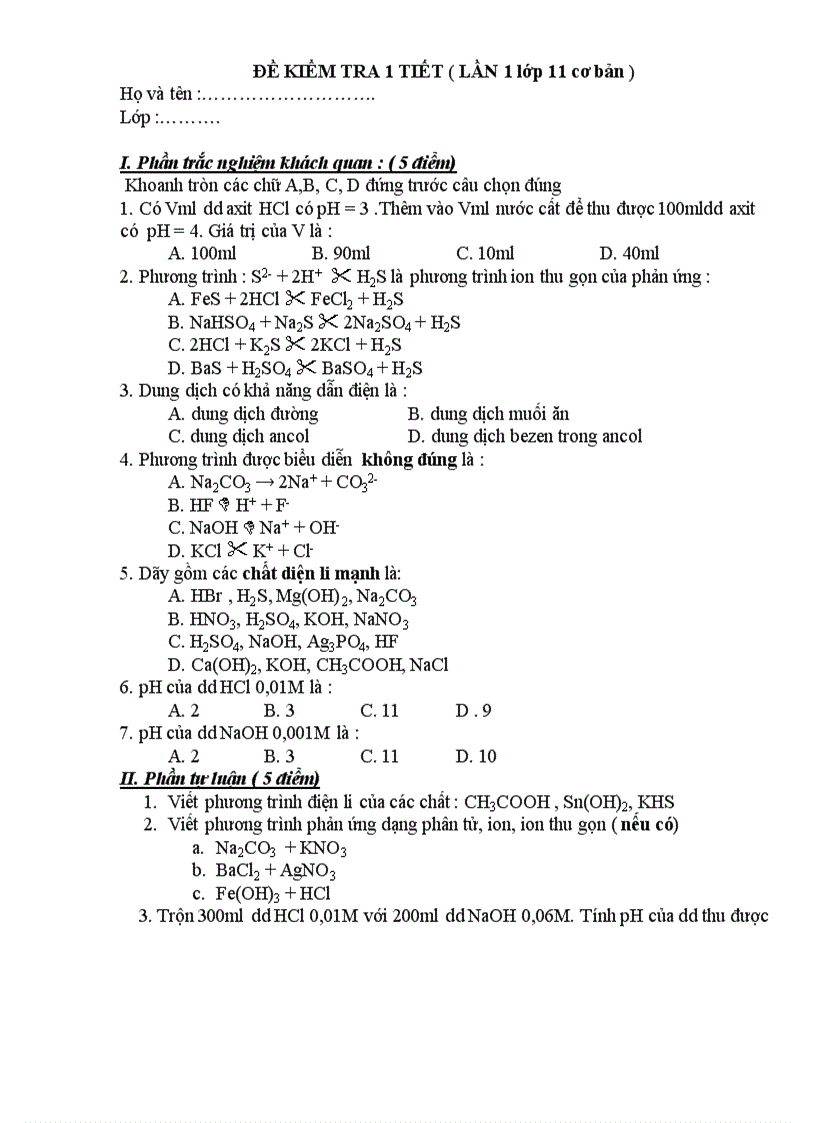 image for page Đề Kiểm tra 1 tiết lần 2