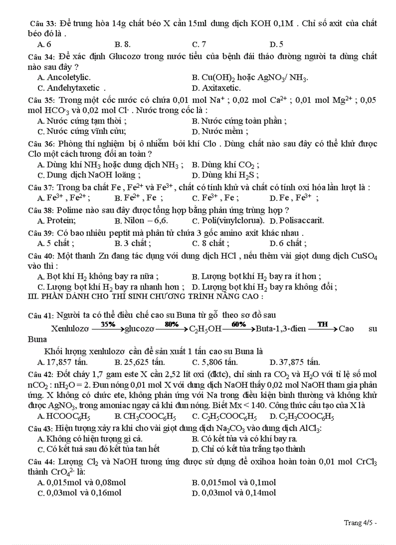 image for page Đề ôn thi Hóa TN 2010 số 10