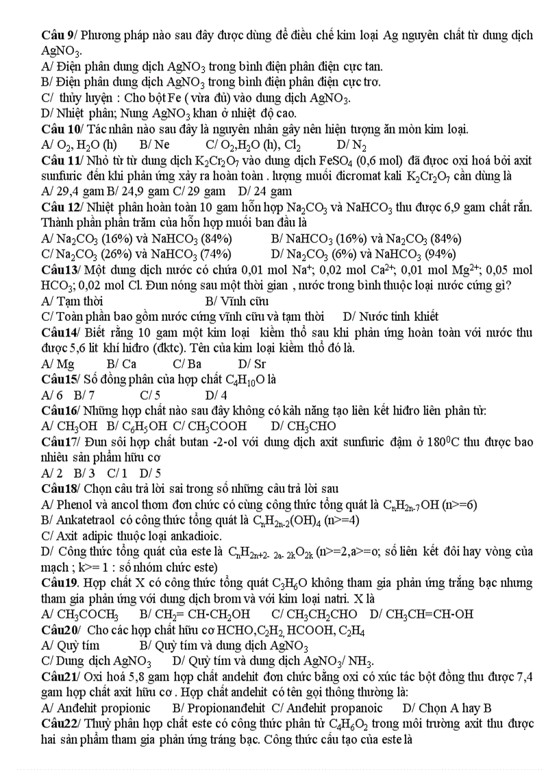 image for page Đề ôn thi Hóa TN 2010 số 15