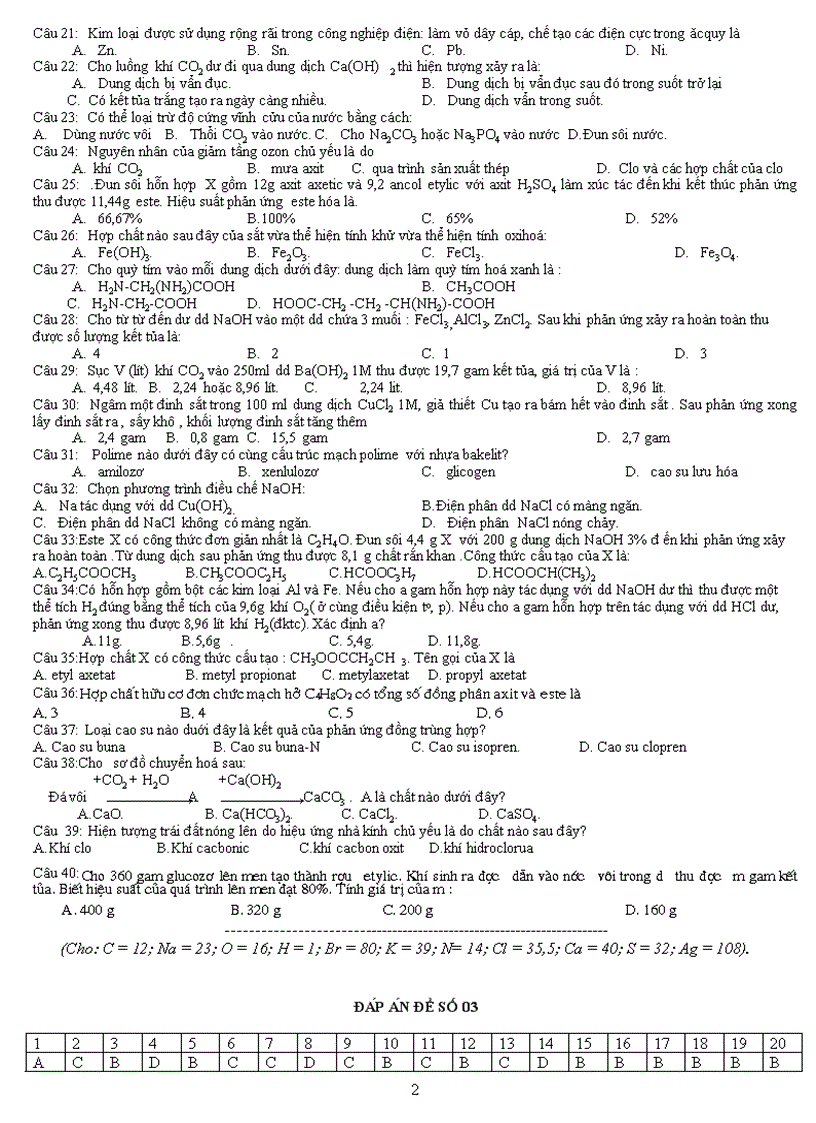 image for page Đề ôn thi Hóa TN 2010 số 3