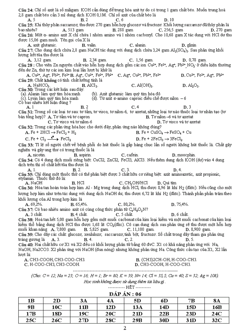 image for page Đề ôn thi Hóa TN 2010 số 6