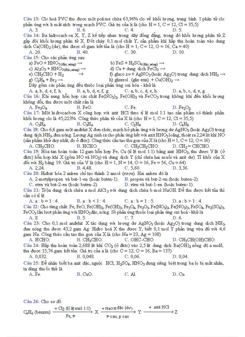 image for page Đề thi Đại học Hóa khối A B Cao đẳng 2007 và 2008 đáp án