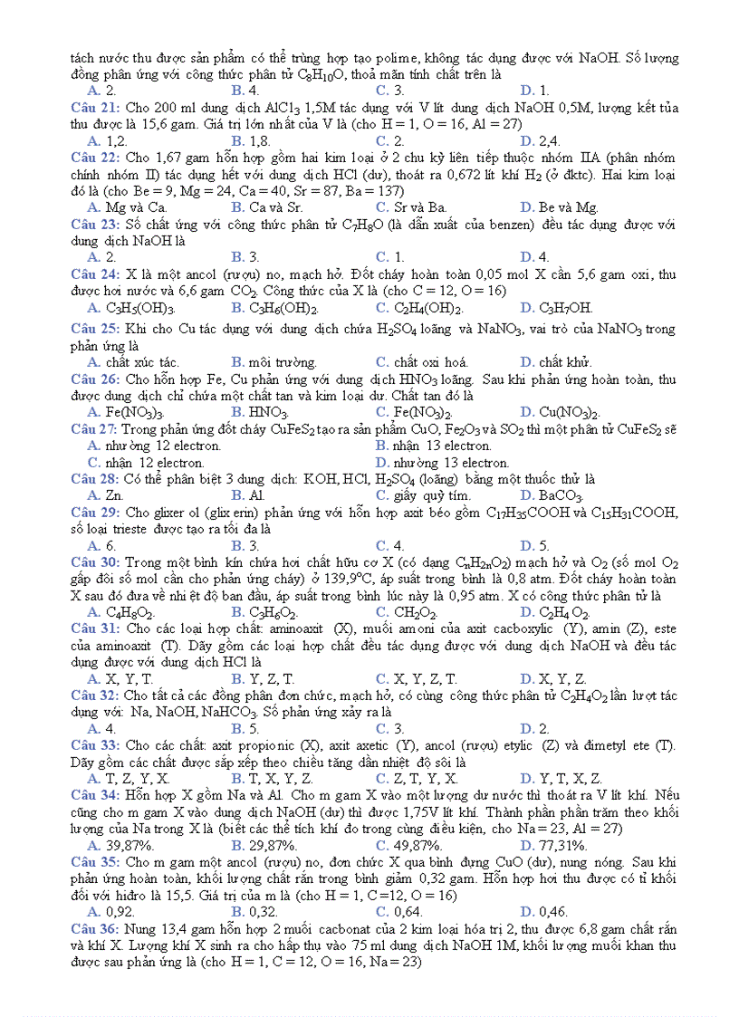 image for page Đề thi Đại học Hóa khối A B Cao đẳng 2007 và 2008 đáp án